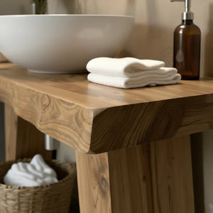 Solid-Wood Console Vanity for Cozy Bathrooms