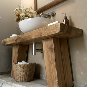 Solid-Wood Console Vanity for Cozy Bathrooms