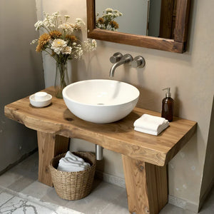 Solid-Wood Console Vanity for Cozy Bathrooms