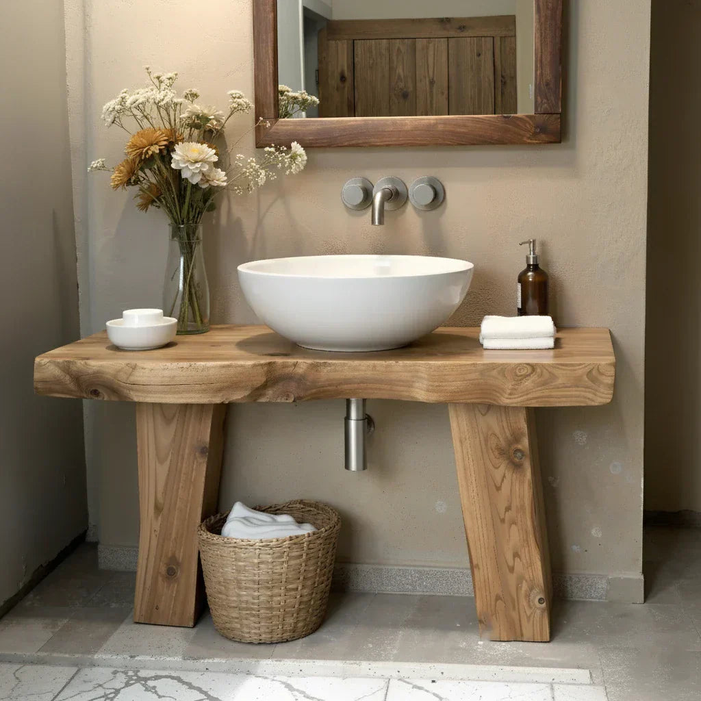Solid-Wood Console Vanity for Cozy Bathrooms