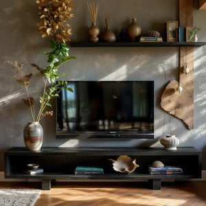 Low-Profile Media Console with Open Shelf & Minimal Block Base