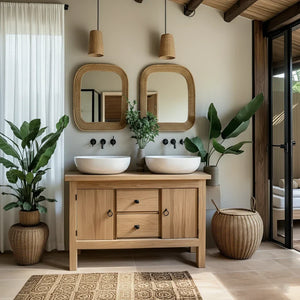 Solid-Wood Vanity for Tropical Spa Bathrooms