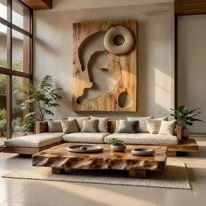 Solid Wood Coffee Table with Sculpted Live Edge for Open Living