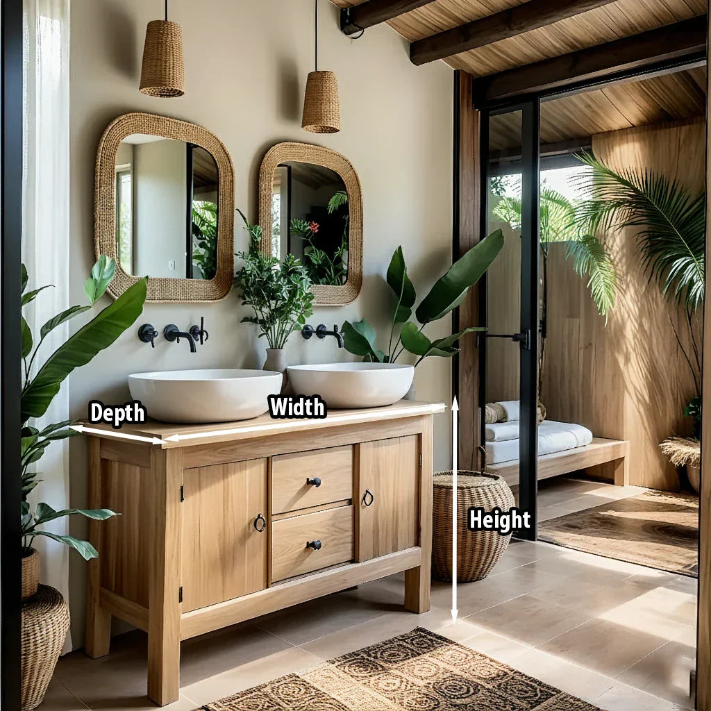 Solid-Wood Vanity for Tropical Spa Bathrooms