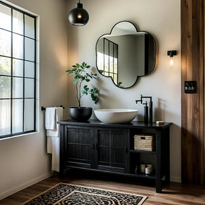 Solid Wood Fluted Bathroom Vanity for Modern Interiors