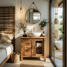 Solid Wood Bathroom Vanity Cabinet with Open Shelf for Small Spaces