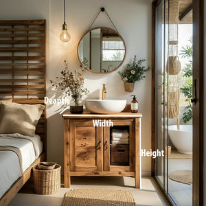 Solid Wood Bathroom Vanity Cabinet with Open Shelf for Small Spaces