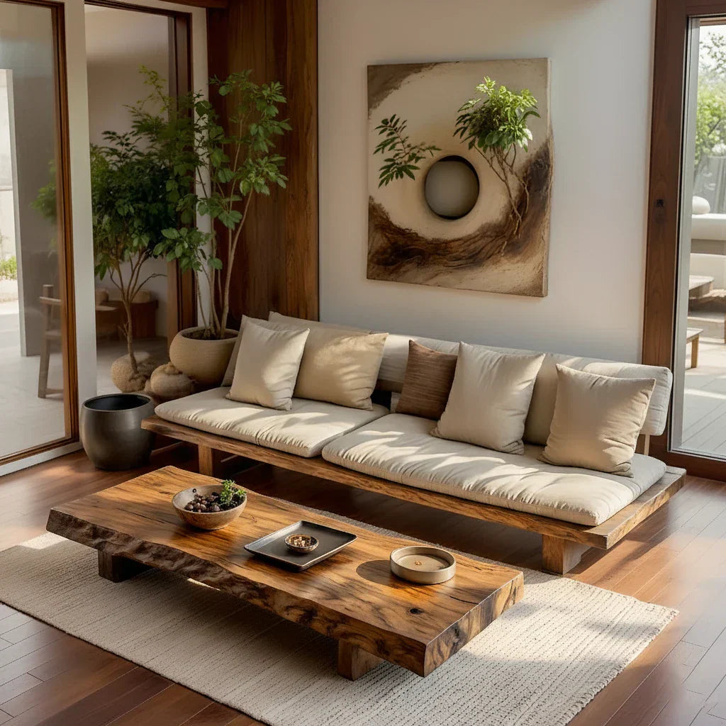 Live-Edge Solid-Wood Coffee Table for Japandi Living Rooms