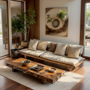 Live-Edge Solid-Wood Coffee Table for Japandi Living Rooms