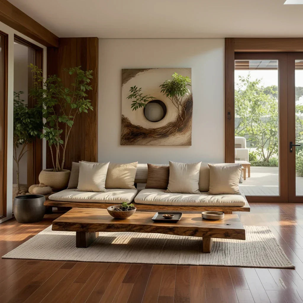 Live-Edge Solid-Wood Coffee Table for Japandi Living Rooms