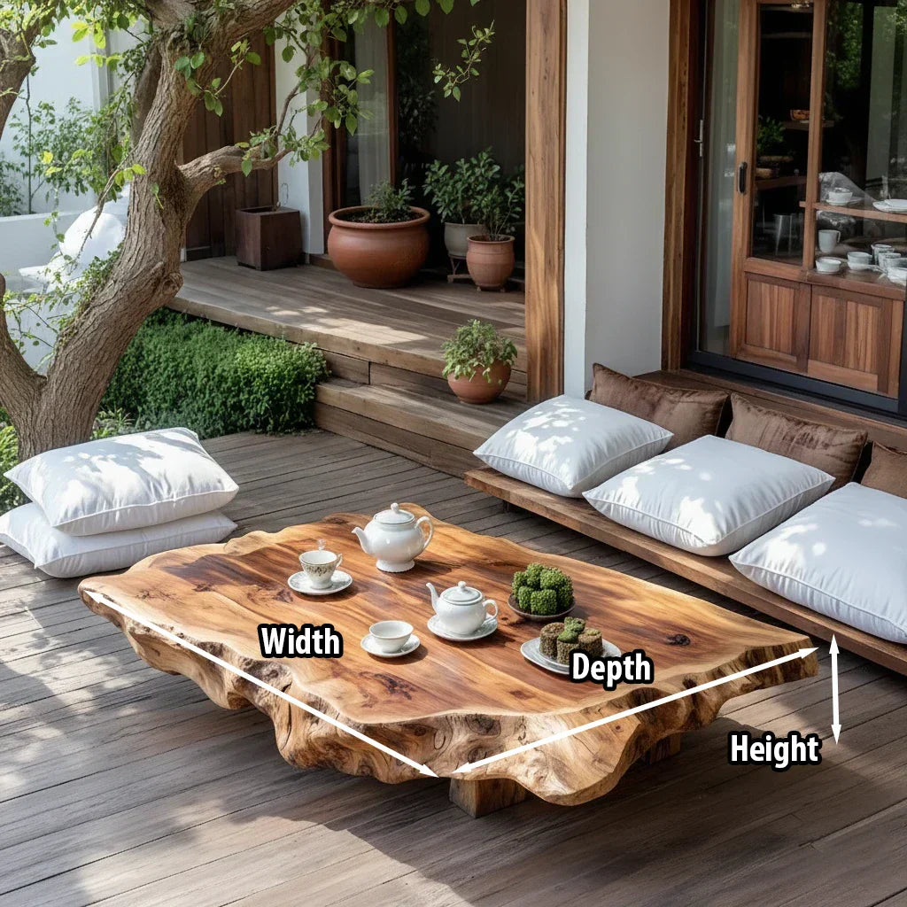 Live-Edge Solid-Wood Outdoor Tea Table for Garden Decks
