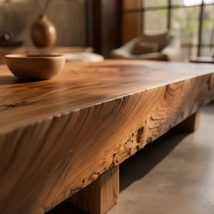 Solid Wood Block Coffee Table for Modern Zen Living Rooms