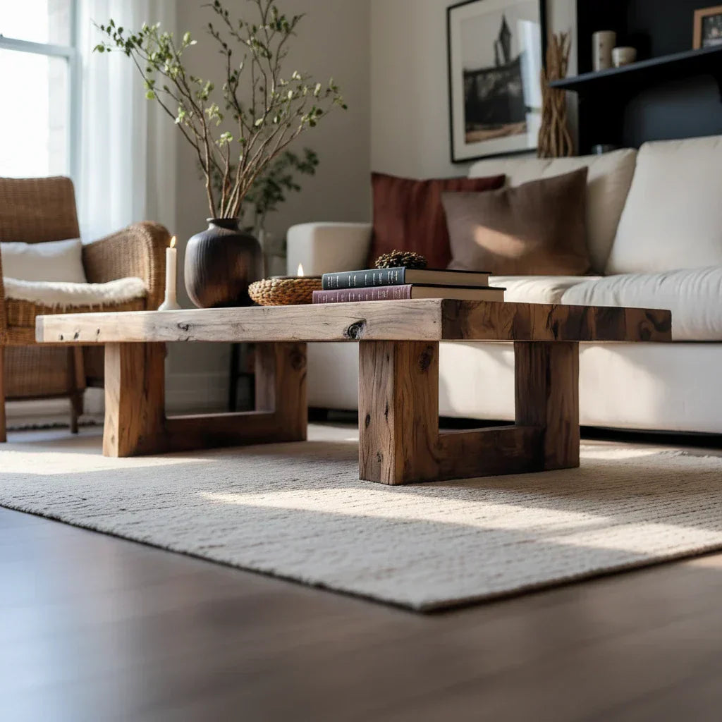 Solid Wood Rectangular Coffee Table for Cozy Living Rooms