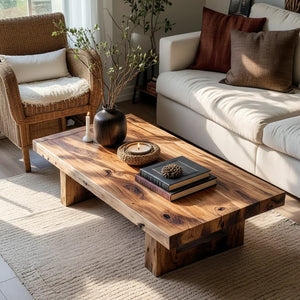 Solid Wood Rectangular Coffee Table for Cozy Living Rooms