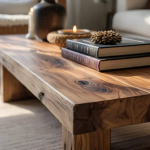 Solid Wood Rectangular Coffee Table for Cozy Living Rooms