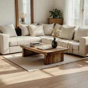 Natural Solid-Wood Low Coffee Table for Minimalist Living Rooms
