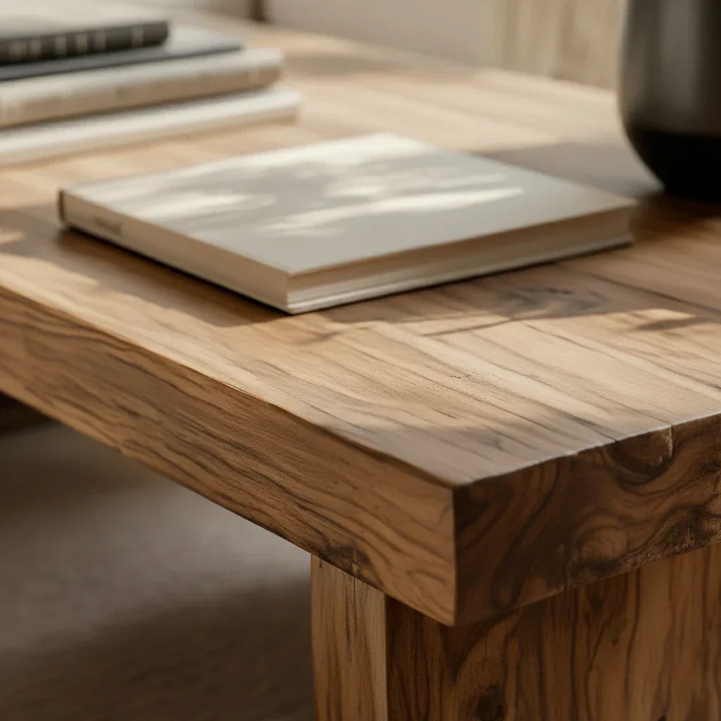 Natural Solid-Wood Low Coffee Table for Minimalist Living Rooms
