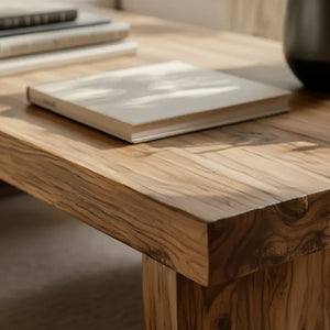 Natural Solid-Wood Low Coffee Table for Minimalist Living Rooms