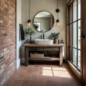 Rustic Solid Wood Washstand for Modern Bathrooms
