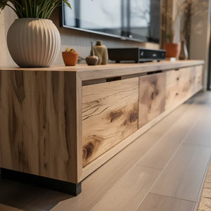 Solid Wood Low TV Console for Contemporary Living Room