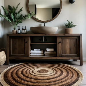Long Solid Wood Bathroom Vanity with Open Shelf for Spa-Inspired Decor