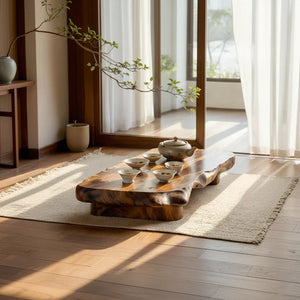 Low Solid Wood Tea Table for Minimalist Zen Interiors