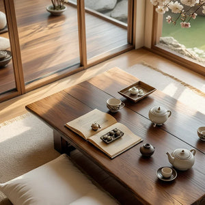 Solid Wood Floor Tea Table for Japanese-Style Living Spaces