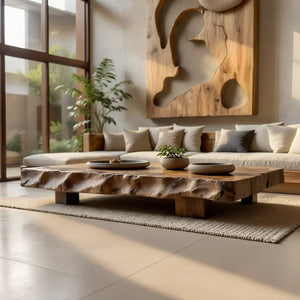 Solid Wood Coffee Table with Sculpted Live Edge for Open Living