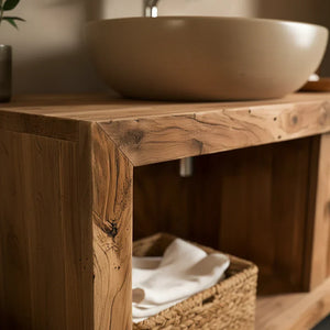 Solid-Wood Vanity for Wabi-Sabi Bathrooms