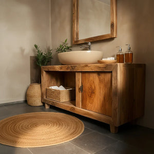 Solid-Wood Vanity for Wabi-Sabi Bathrooms