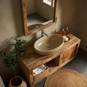 Solid-Wood Vanity for Wabi-Sabi Bathrooms