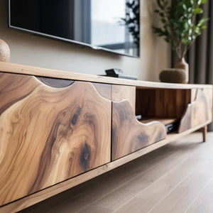 Organic Front Wood TV Console for Modern Living Rooms