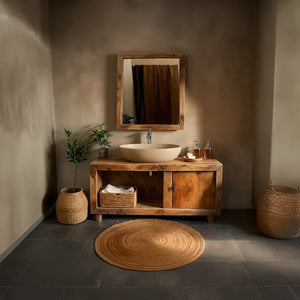 Solid-Wood Vanity for Wabi-Sabi Bathrooms