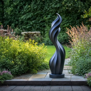Modern Hand-Carved Outdoor Solid Wood Sculpture for Garden Spaces