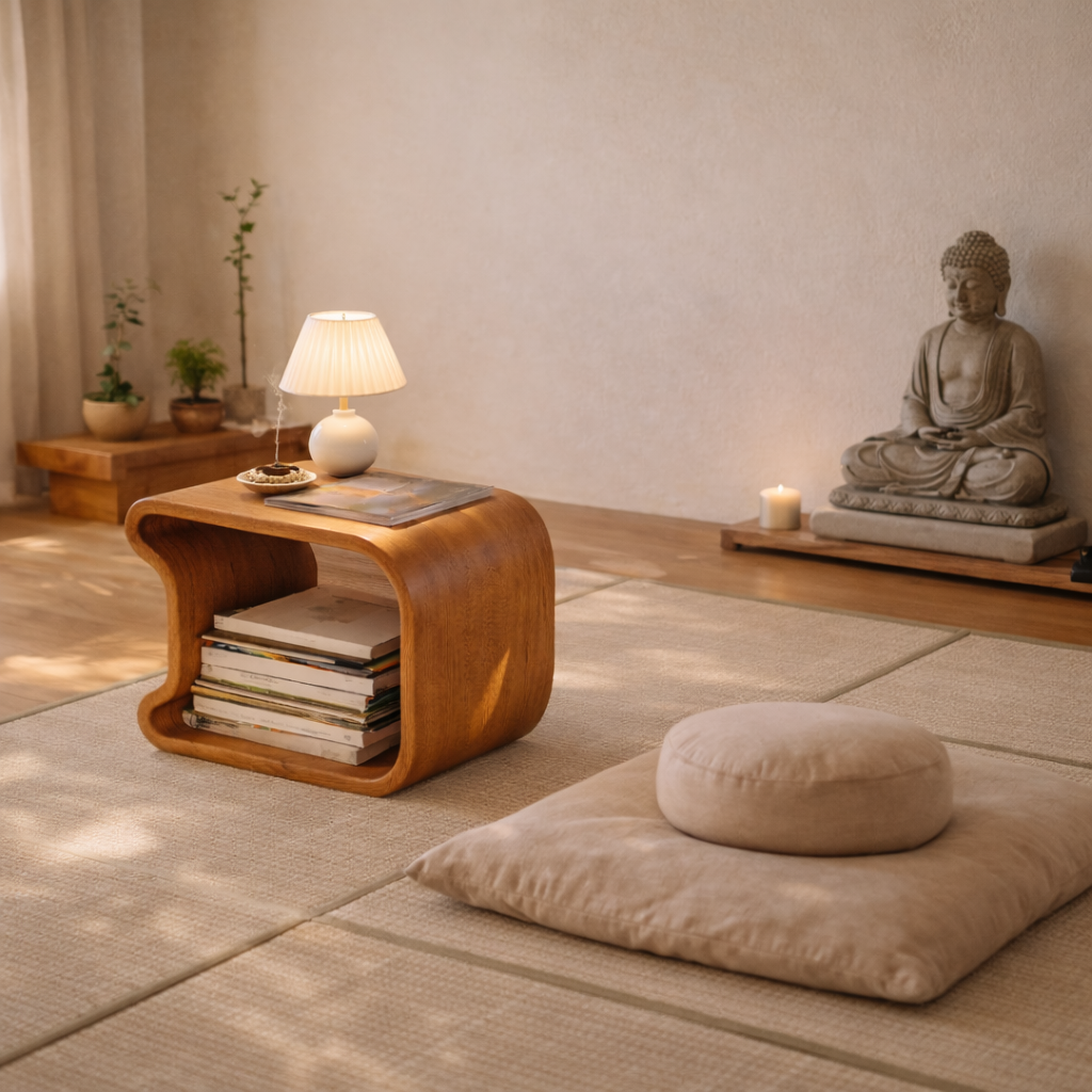 Modern Sculptural Solid Wood Side Table for Living Rooms and Reading Nooks