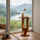 Tall Solid Wood Side Table Modern Pedestal Accent Table Living Room Decor