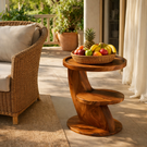 Two Tier Solid Wood Side Table for Living Room and Bedroom Use