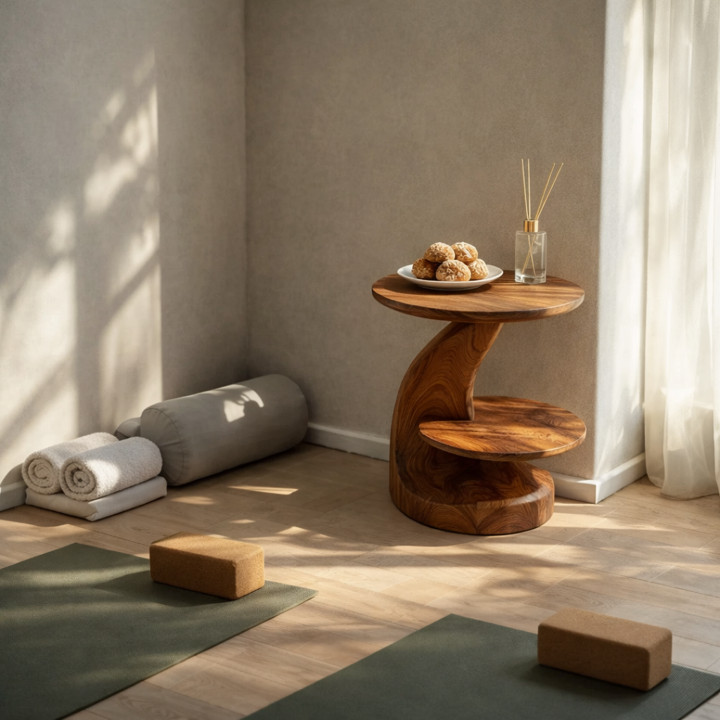 Two Tier Solid Wood Accent Table for Bedroom and Lounge Styling