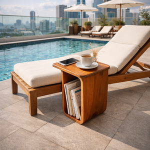 Sculptural Solid Wood Side Table for Living Rooms and Reading Corners