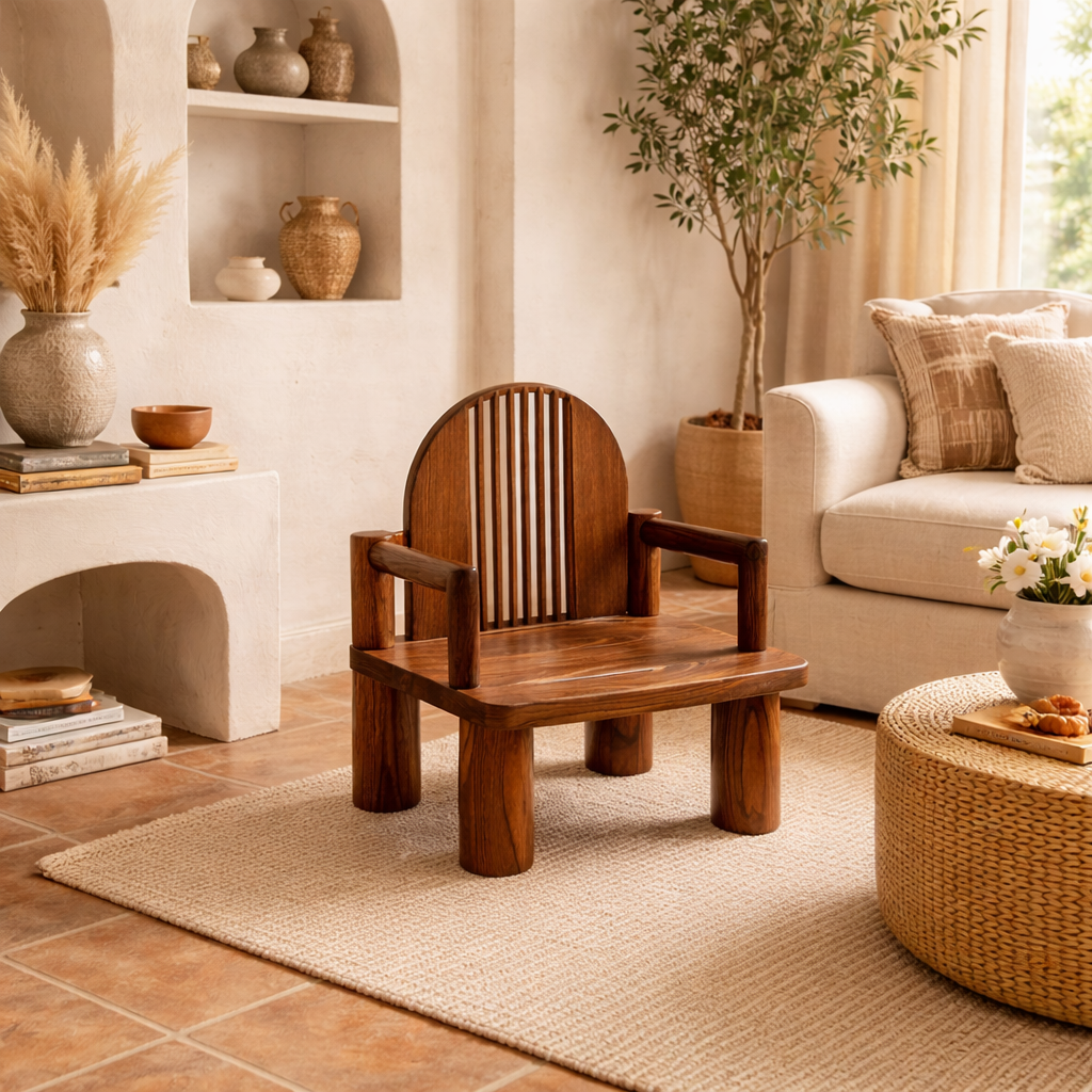 Solid Wood Kids Chair with Curved Back for Playrooms or Classrooms