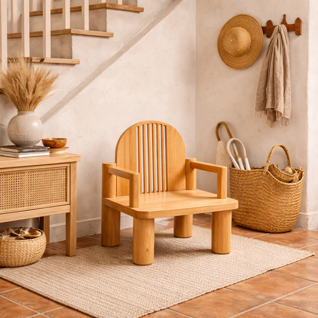 Solid Wood Kids Chair with Curved Back for Playrooms or Classrooms
