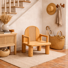 Solid Wood Kids Chair with Curved Back for Playrooms or Classrooms