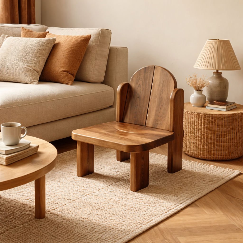 Solid Wood Kids Chair with Rounded Sides for Playrooms or Classrooms