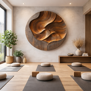 Contemporary Organic Solid Wood Wall Art Sculpture for Living Room Decor