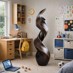 Modern Spiral Solid Wood Sculpture for Living Room