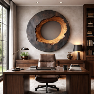 Round Solid Wood Wall Sculpture for Contemporary Living Spaces