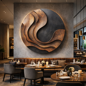 Wall Sculpture Solid Wood Organic Modern Panel for Living Room Decor