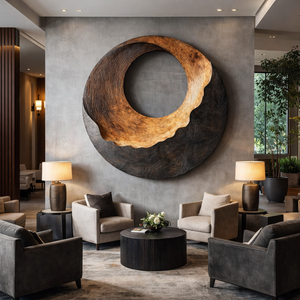 Contemporary Round Solid Wood Wall Art for Interior Design