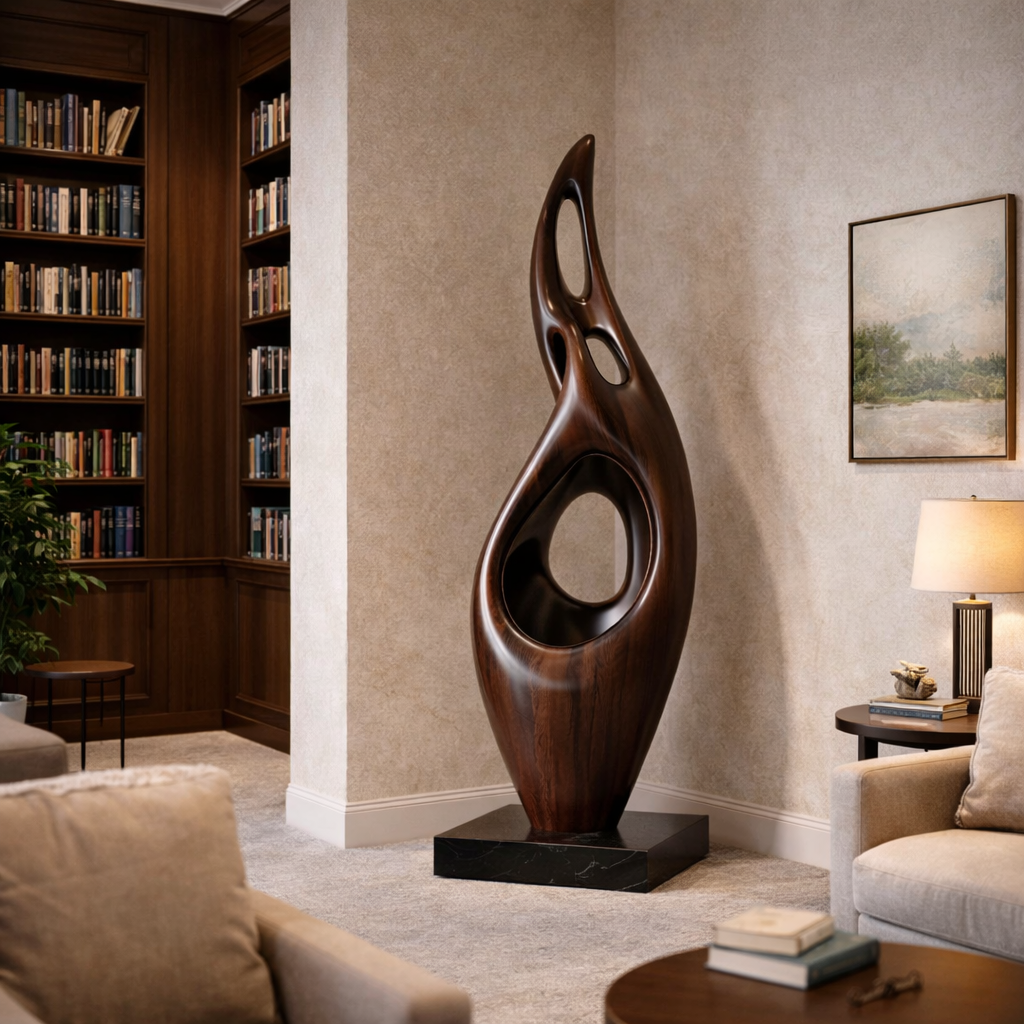Solid Wood Contemporary Sculptural Form for Luxury Interior Spaces