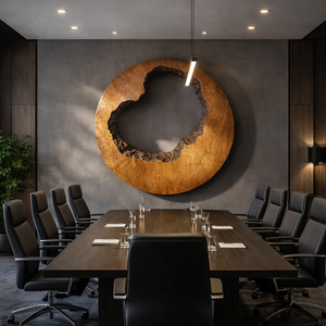 Abstract Round Solid Wood Wall Art Modern Organic Wall Sculpture for Living Room Decor